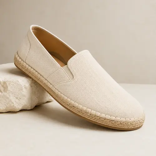 TOMS ALP Rope 2.0 espadrille-style loafers shown as vacation shoes for men’s linen pants