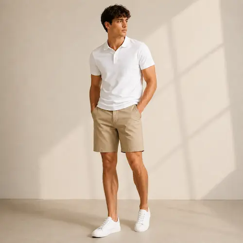 Amazon Essentials Men’s Classic-Fit 9-Inch Chino Shorts styled for summer casual outfits