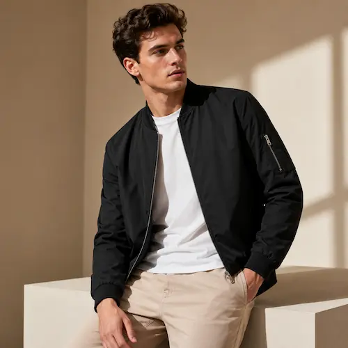 TACVASEN Men’s Lightweight Bomber Jacket styled in a clean street casual outfit