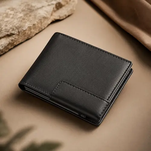 Toughergun Genuine Leather Magnetic Front Pocket Wallet styled as a compact leather slim wallet for men