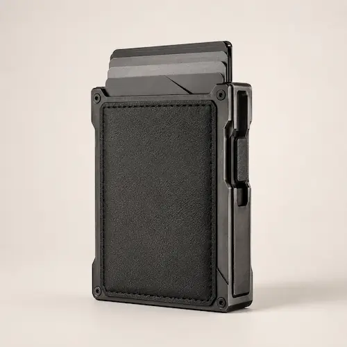 Hayvenhurst Slim Wallet for Men styled as a modern metal-style everyday carry wallet