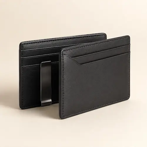 Travando Men’s Slim Wallet with Money Clip styled as a modern slim wallet for cards and cash
