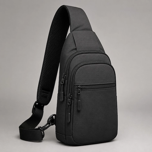 WATERFLY-style olive sling bag for men shown as a budget travel crossbody bag